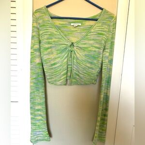 American Eagle Outfitters Green Long Sleeve Crop Top